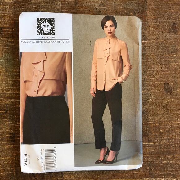 Vogue Sewing Pattern V1414 Anne Klein Womens Minimalist Top Pants 8-16 UNCUT - Picture 1 of 3